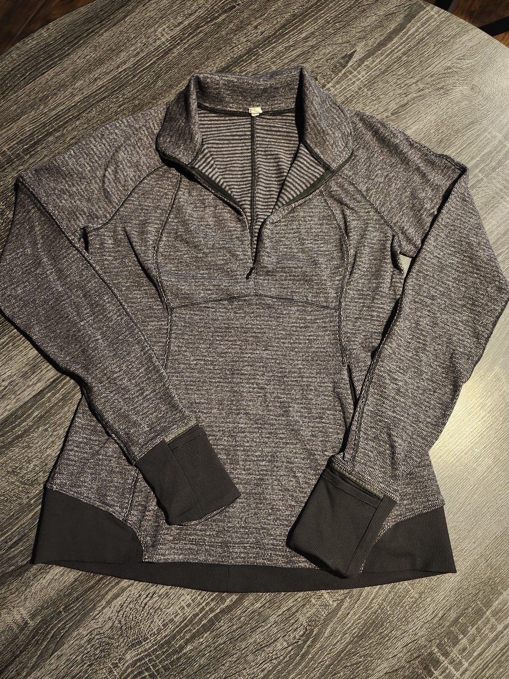 lululemon athletica Black and Gray Striped Active Top